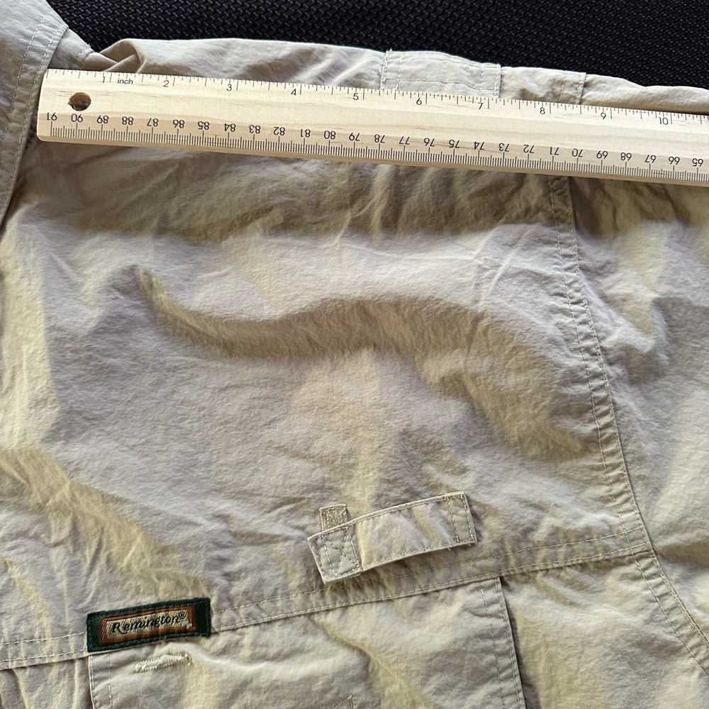 Remington Shirt Mens XL Khaki Vented Fishing Long Sleeve Button Up Pockets - Picture 11 of 14